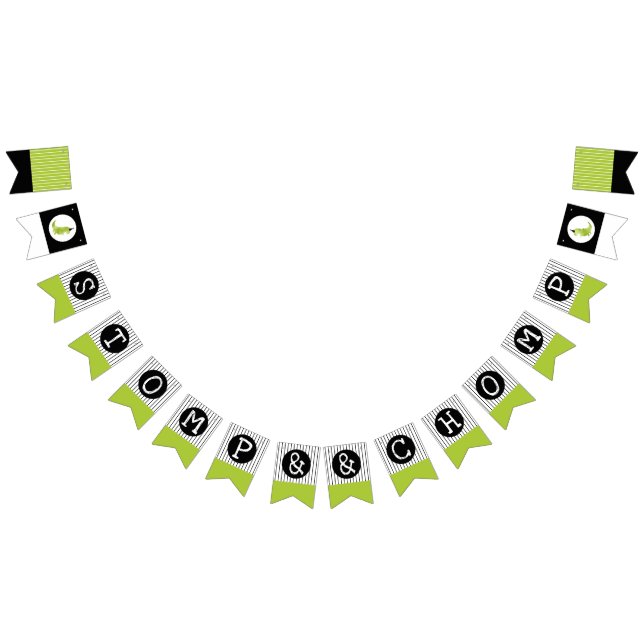 Dinosaur Birthday Stomp and Chomp Dino theme green Bunting Flags (All)