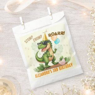 Dinosaur Birthday - Stomp Chomp Roar T-Rex Birthda Favor Bag