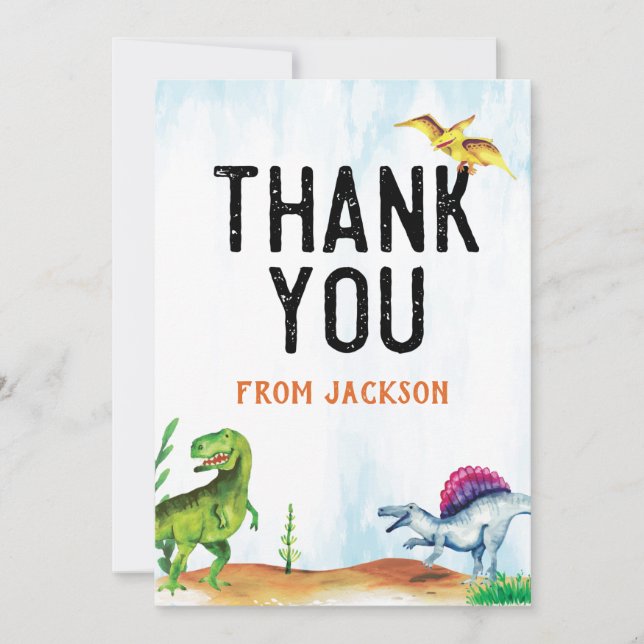 Dinosaur Birthday Thank You Card (Front)