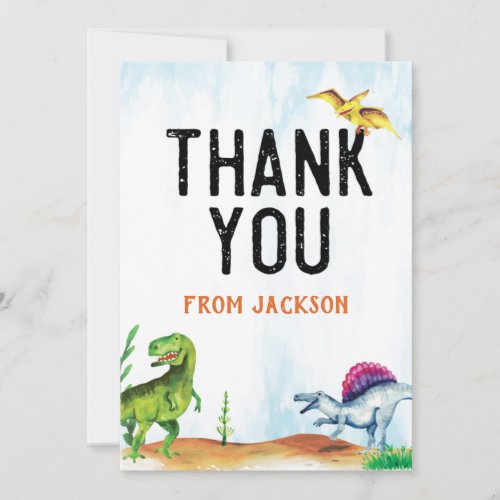 Dinosaur Birthday Thank You Card