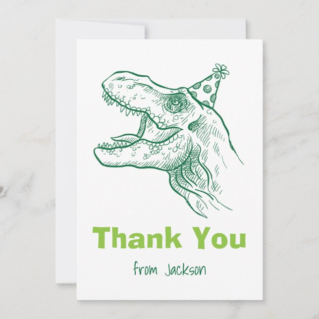 Dinosaur Birthday Thank You Card (Front)
