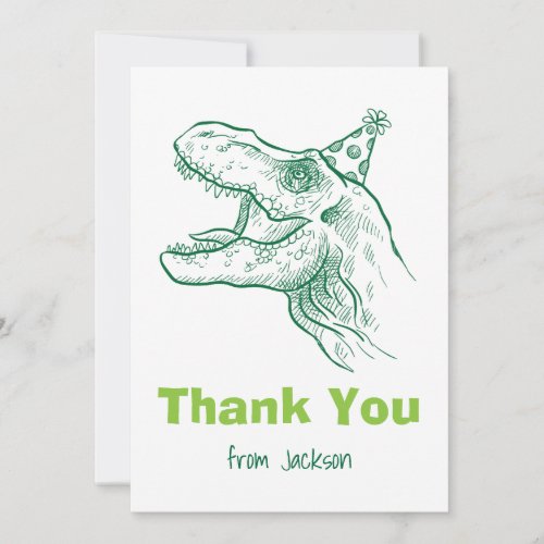 Dinosaur Birthday Thank You Card