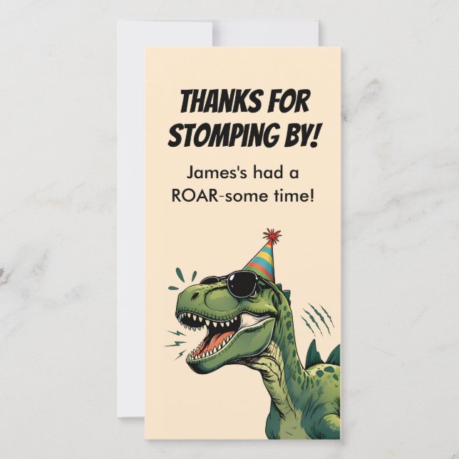 Dinosaur Birthday Thank You Card Flat Kids Party (Front)