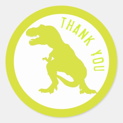 Dinosaur Birthday Thank you Classic Round Sticker