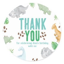 Dinosaur birthday thank you favor bag Sticker