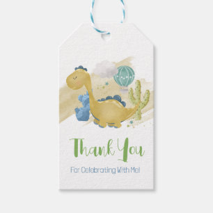Dinosaur Birthday Thank You Favor Tag Pastel Boy