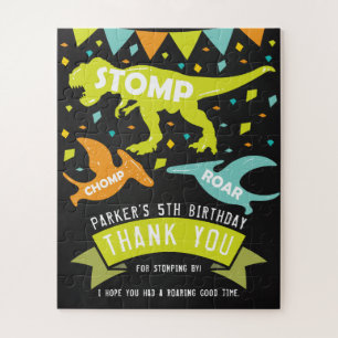 Dinosaur Birthday Thank you Favors Jigsaw Puzzle