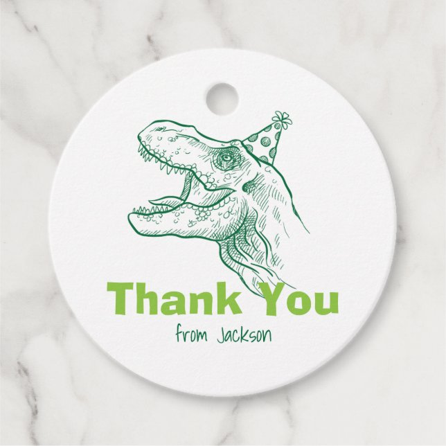 Dinosaur Birthday Thank You Tag (Front)