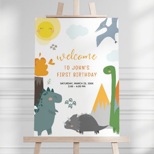 Dinosaur Birthday Welcome Sign