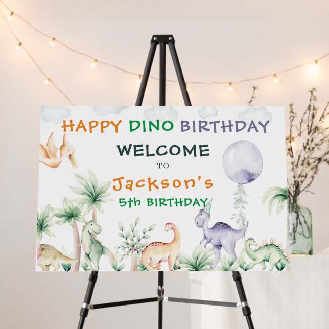  Dinosaur Birthday Welcome Sign (In Situ (Stand))