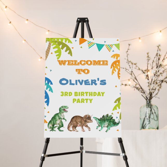 Dinosaur Birthday, Welcome Sign Foam Board (In Situ (Stand))