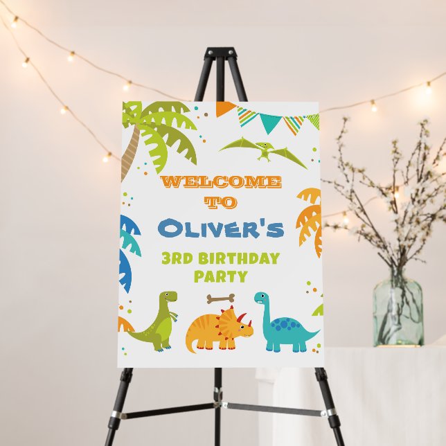 Dinosaur Birthday, Welcome Sign Foam Board (In Situ (Stand))