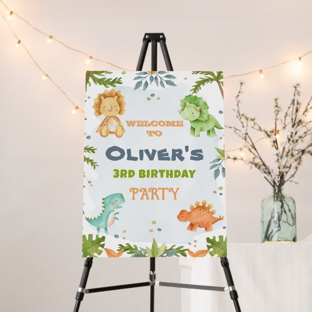 Dinosaur Birthday, Welcome Sign Foam Board (In Situ (Stand))