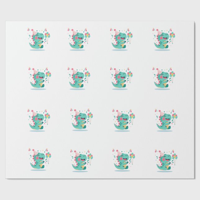 Dinosaur Birthday Wrapping Paper (Flat)