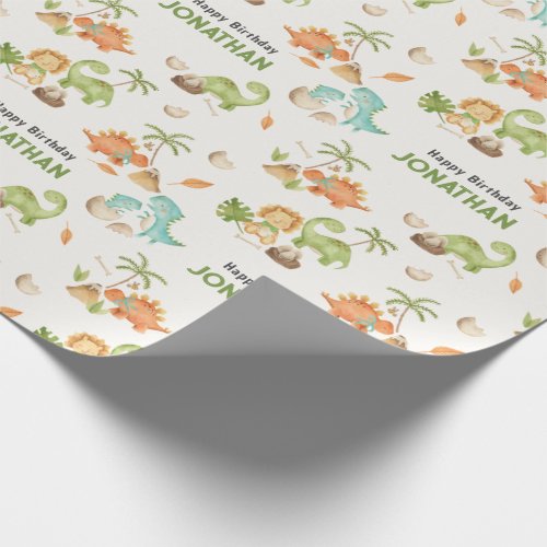 Dinosaur Birthday Wrapping Paper _ Boy Kids