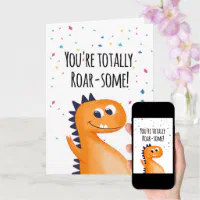 Embroidered Dinosaur You’re Roarsome Card