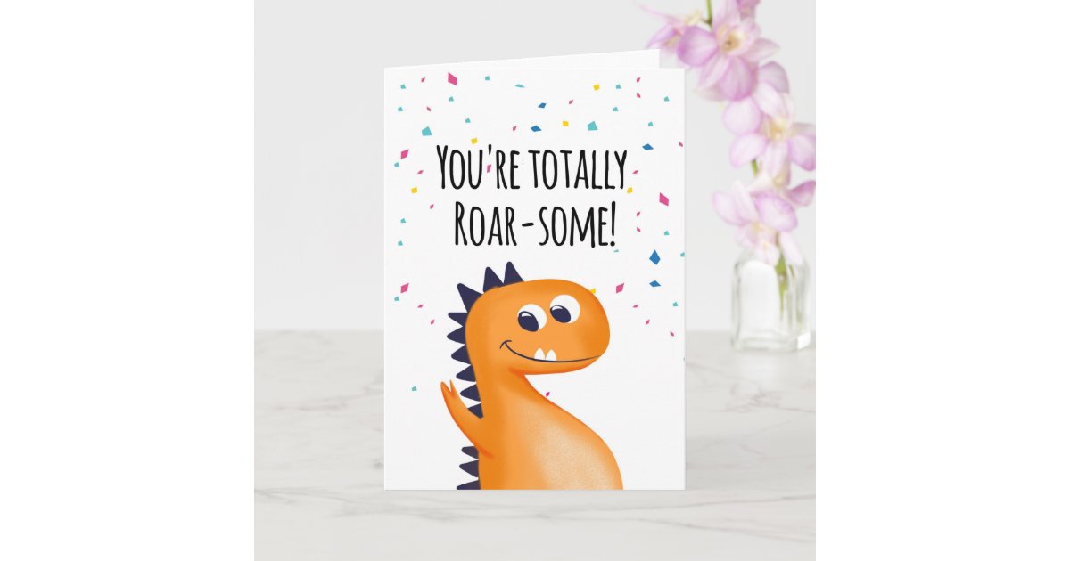 Cute Dinosaur Roarsome 7th Birthday Card