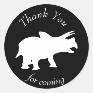 Dinosaur Black & White Triceratop Thank You Classic Round Sticker