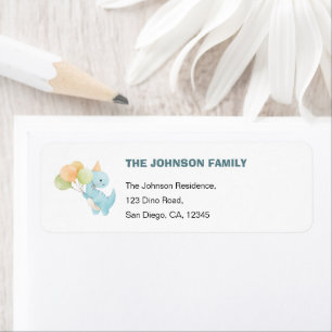 Dinosaur Blue 1st Birthday Return Address Label
