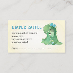 Dinosaur Blue Baby Boy Shower Diaper Raffle Ticket Enclosure Card
