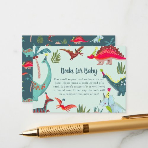 Dinosaur Blue Baby Shower Book Request  Enclosure 