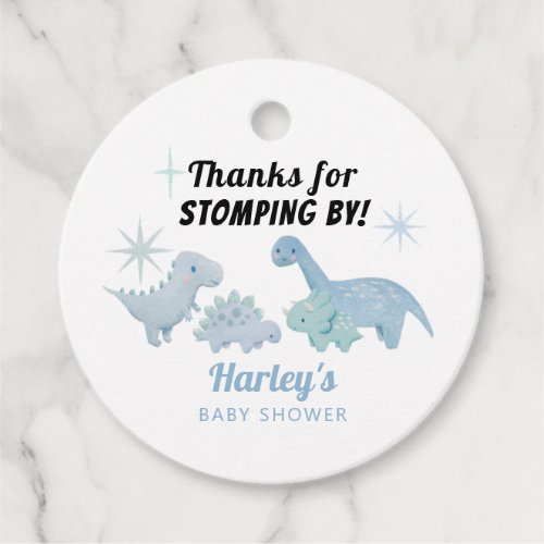 Dinosaur Blue Baby Shower Stomping By  Favor Tags