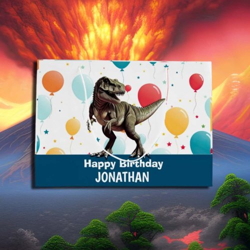 Dinosaur Blue Party Balloons  Large Gift Bag