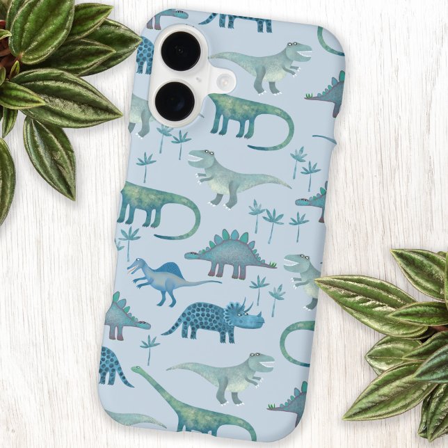 Dinosaur Blue Pattern Case-Mate iPhone Case (Fun dinosaur pattern cell phone case)
