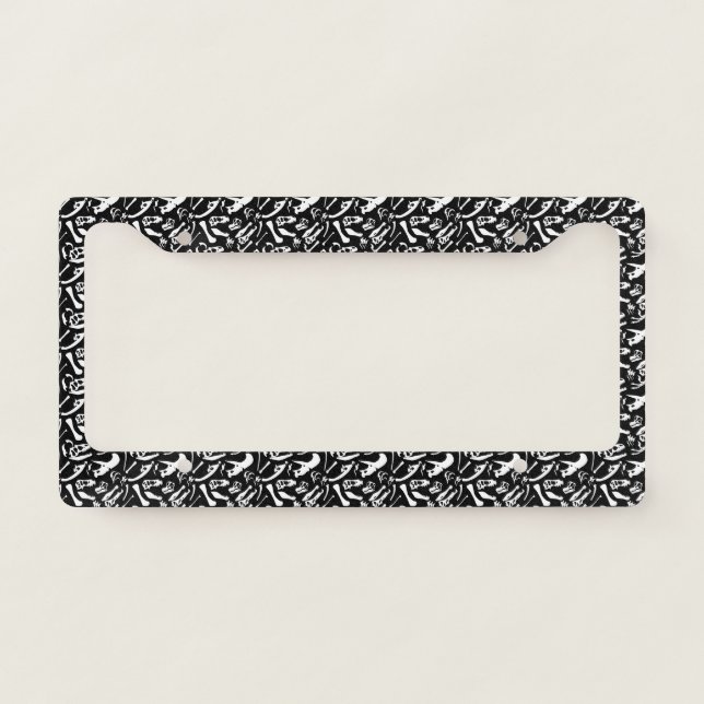 Dinosaur Bones (Black and White) License Plate Frame (Front)