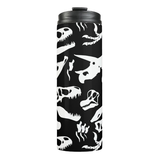 Dinosaur Bones (Black and White) Thermal Tumbler (Front)