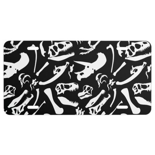 Dinosaur Bones Black License Plate