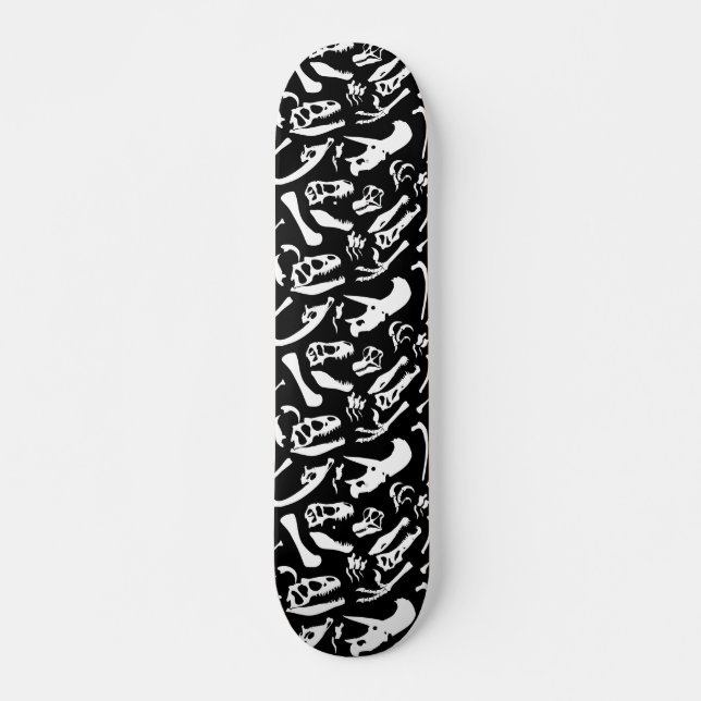 Dinosaur Bones (Black) Skateboard (Front)