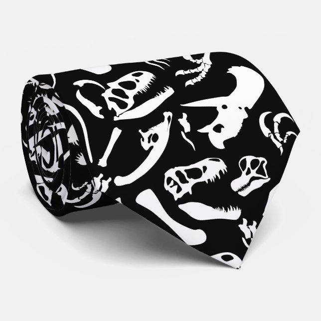Dinosaur Bones (Black) Tie (Rolled)