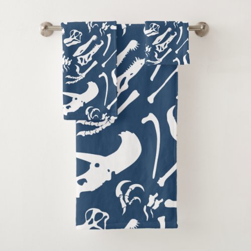 Dinosaur Bones Blue Bath Towel Set