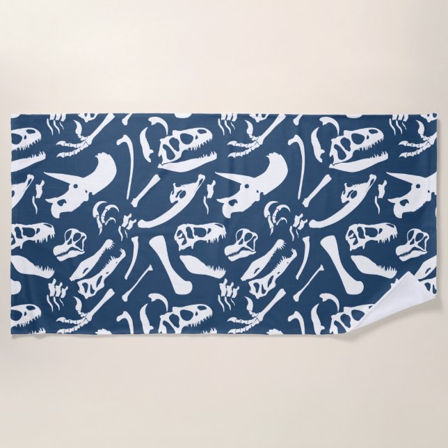 Dinosaur Bones (Blue) Beach Towel (Front)