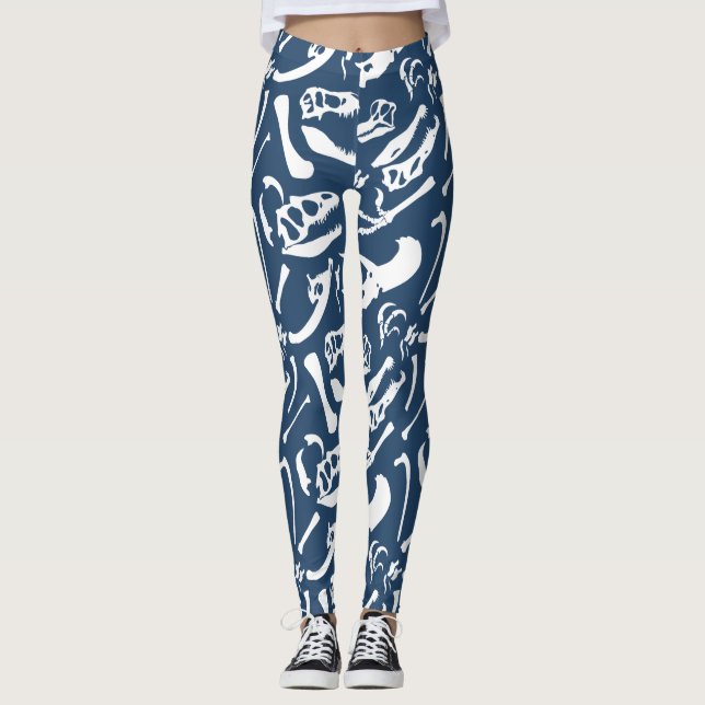 Dinosaur Bones (Blue) Leggings (Front)