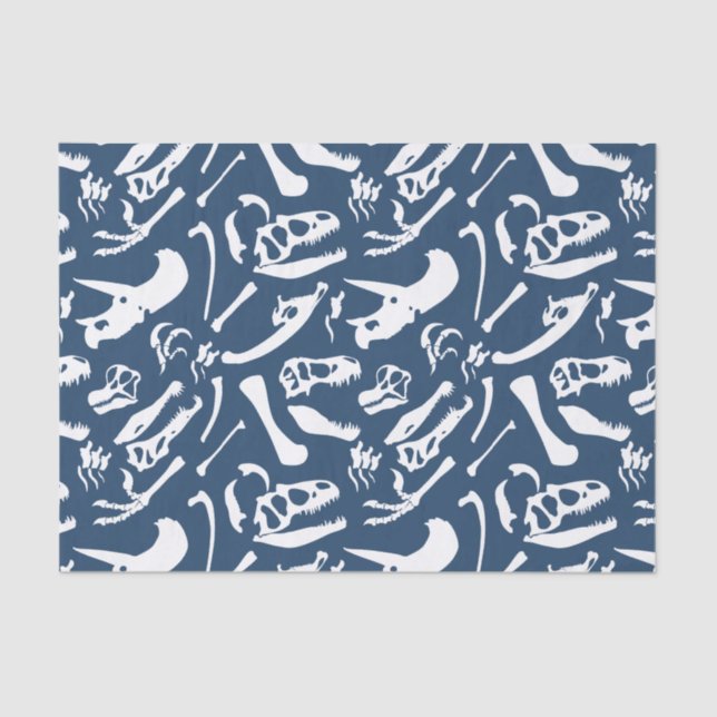 Dinosaur Bones (Blue) Tissue Paper (Front)