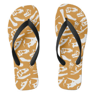 Dinosaur Bones (Gold) Flip Flops