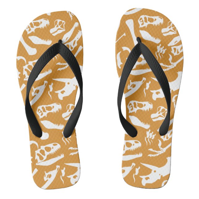 Dinosaur Bones (Gold) Flip Flops (Footbed)