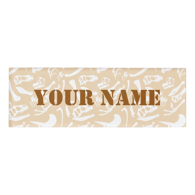 Dinosaur Bones (Gold) Name Tag (Front)