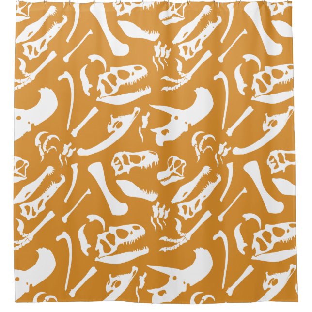 Dinosaur Bones (Gold) Shower Curtain (Front)