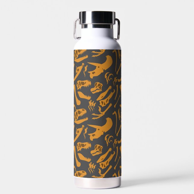 Dinosaur Bones (Gray) Water Bottle (Front)