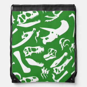 Dinosaur Bones (Green) Drawstring Bag