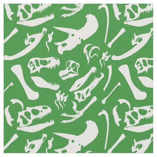 Dinosaur Bones (Green) Fabric