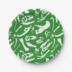 Dinosaur Bones (Green) Paper Plates
