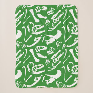 Dinosaur Bones (Green) Sherpa Blanket
