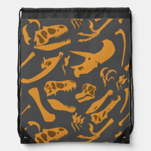 Dinosaur Bones (Grey) Drawstring Bag