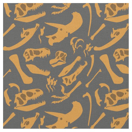 Dinosaur Bones (Grey) Fabric
