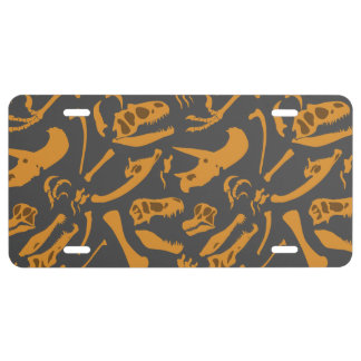 Dinosaur Bones (Grey) License Plate