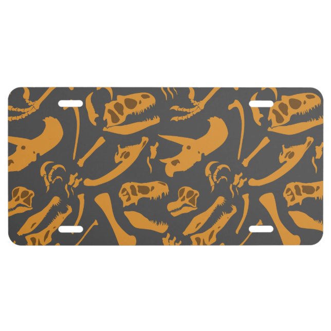 Dinosaur Bones (Grey) License Plate (Front)